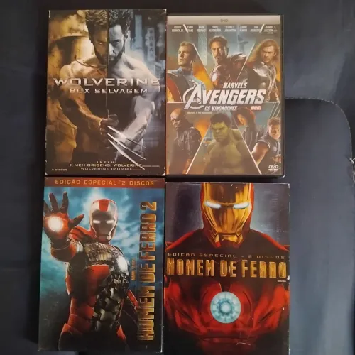 Kit Dvds Homen de Ferro 1 e 2 , Box Wolverine Selvagem e Dvd Avengers