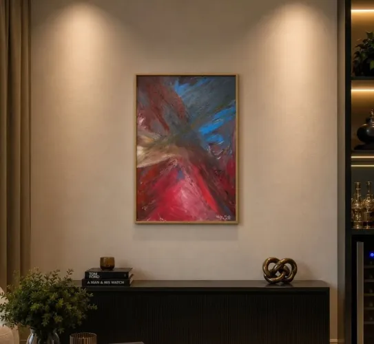 Quadro Abstrato "Possibilidade" com moldura Flutuante 50 cm x 60cm 
