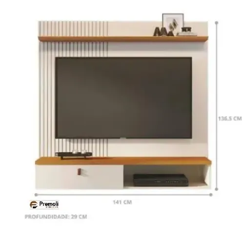 Painel Íris Largura: 141cm Cinamomo/Off-White - Madetec