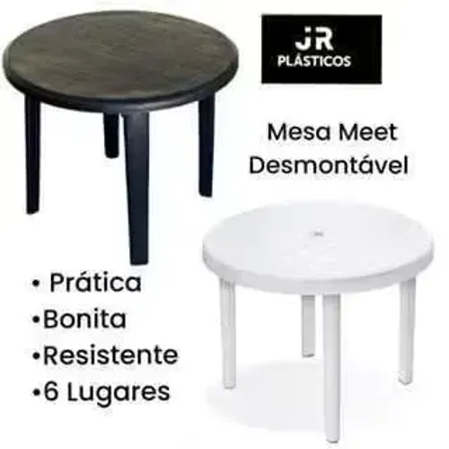 Mesa Plástica Redonda Desmontável