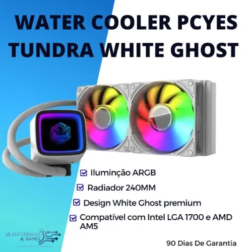 Water Cooler Pcyes Tundra White Ghost ARGB - loja física - entrega - com garantia 90 dias