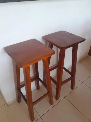 Banqueta Alta 80cm Para Cozinha Tampo Quadrado Madeira