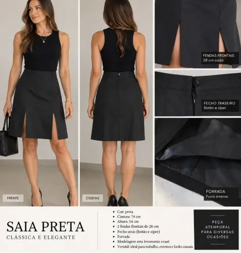 Saia D&G Dolce & Gabbana Preta Tam. 38 - Made in Italy