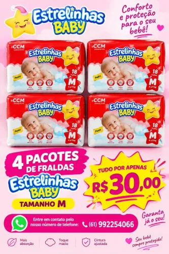 Fralda m estrelinha 4 pacotes