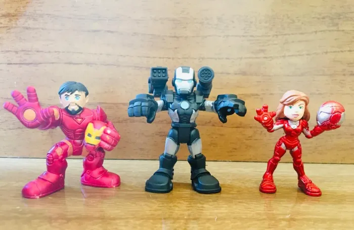 Lote (Raro) - Playskool Heroes - Tony Stark (Iron Man), War Machine, Rescue (Pepper Potts)