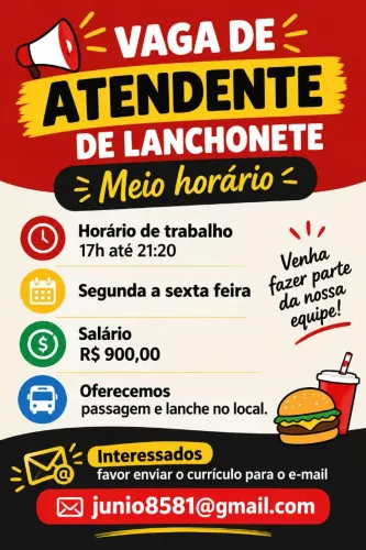 Atendente de lanchonete