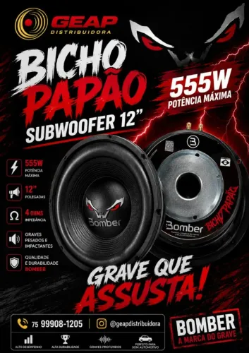 SUBWOOFER 12" 555W BICHO PAPAO BOMBER