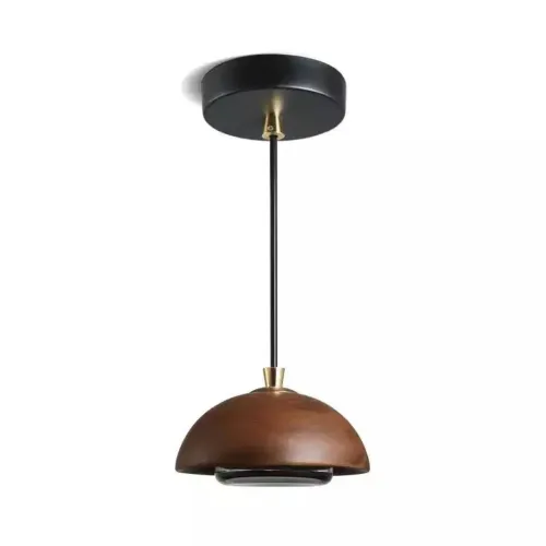Pendente elegante madeira com dourado 