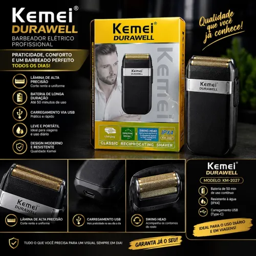 BARBEADOR ELÉTRICO KEMEI DURAWELL KM-2024 ? 2 UNIDADES DISPONÍVEIS