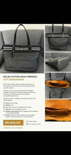 Bolsa Victor Hugo Original Tote Monograma