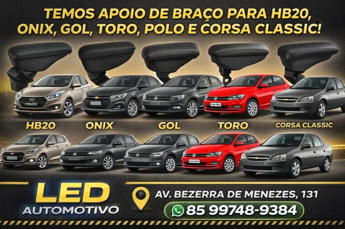 Apoio de braço para Hb20 Onix Toro Gol Polo e Corsa Classic