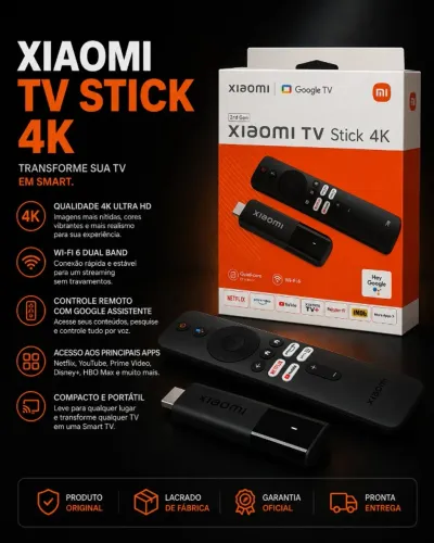 Smart TV Stick Xiaomi 4K 2º Gen Transforme Sua TV em Smart