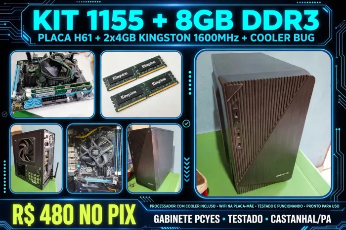 CPU completa SSD 128, memória RAM 8 giga Intel i3