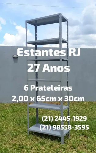 Estante 6 Prateleiras Alta - 2,00×65×30 Aço Certificado Produto Novo