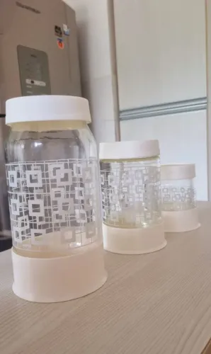 3 Potes Decorados de Vidro