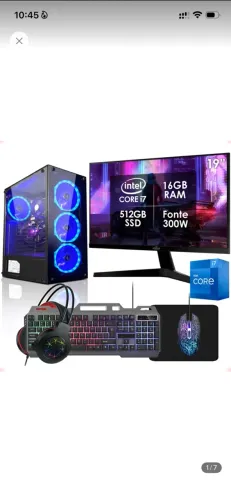 Computador Gamer Intel Core i7 16GB SSD 512GB Monitor 19" Kit Strong Tech