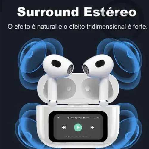 fone bluetooth sem fio com display digital e cancelamento de ruído