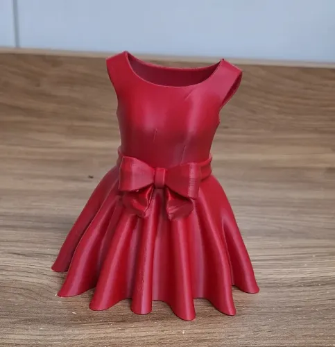 vestido vermelho velvet porta lápis em impressão 3 d