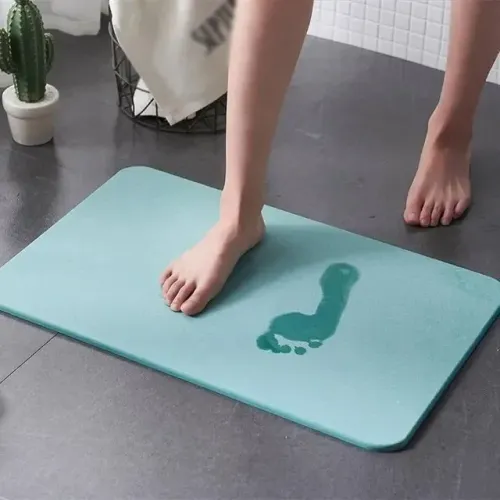Tapete de Banheiro Dry Feet Diatomita Azul 60x39 cm Casa e Conforto Diatomácea
