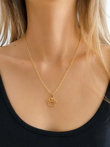 Colar patinha de cachorro/ gato folheado ouro 18k