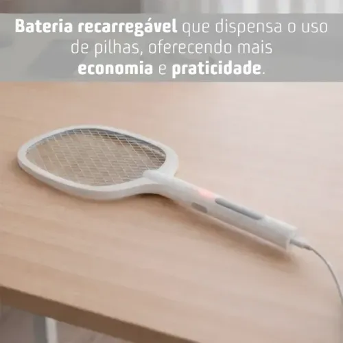 Raquete Elétrica Recarregável Atrai Mata Mosquito Pernilongo