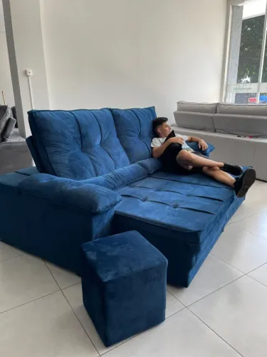 Sofá Dallas Retrátil e Reclinável Azul Sob Medida | Direto da Fábrica