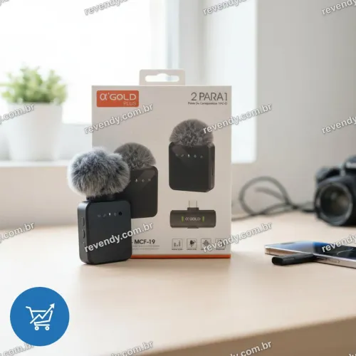 Microfone Lapela Profissional 2 em 1 MCF-19 Conexão Type-c