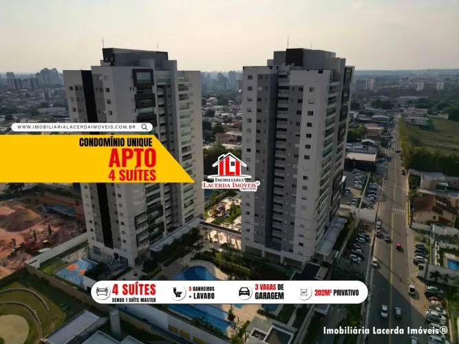 Condomínio Unique, Apartamento semimobiliado com 4 suítes, 6° andar, 201m²