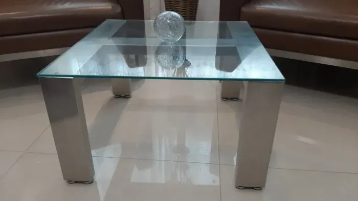 Mesa de Centro Aço escovado e Vidro