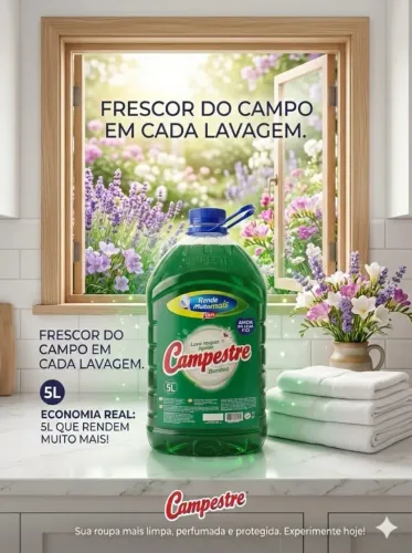Sabão Líquido 5L Campestre - Concentrado e cheiroso.
