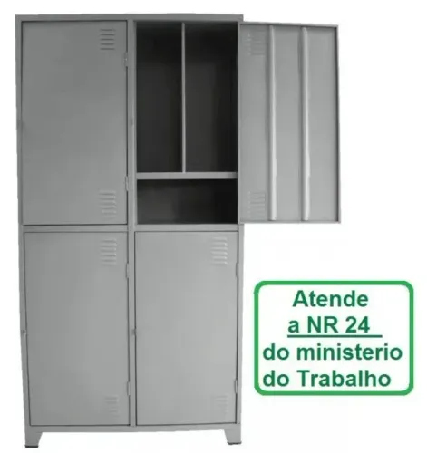 Roupeiro de Aço tipo insalubre com divisão em "T" (Divisória e Sapateira)