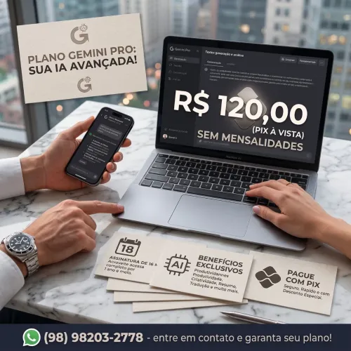 Gemini Pro - IA Avançada (18 Meses) + 5 TB de Armazenamento