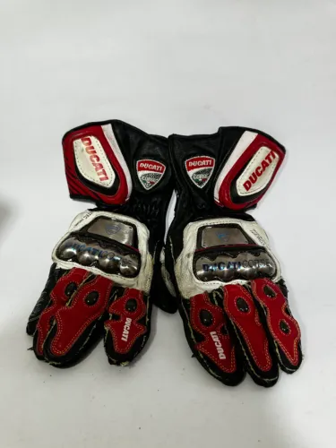 Luva Motociclista Ducati Corse Track Couro E Titânio - Original / Usada