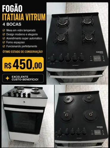 FOGÃO 4 BOCAS USADO EM OTIMO ESTADO