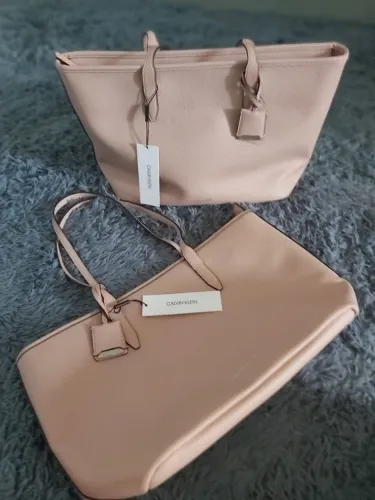 bolsa tote calvin klein bege rosado