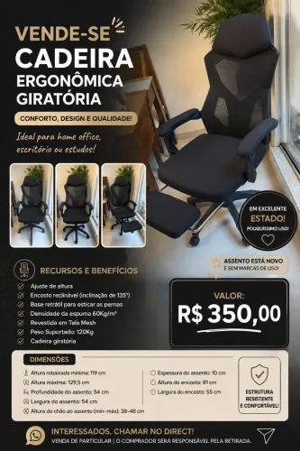 Cadeira ergonômica gamer ou escritório