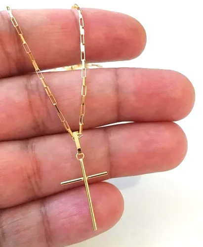 PINGENTE CRUZ SIMPLES OURO 18K 750 0.40 GRAMAS