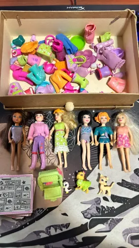 Lote Polly Pocket ? 6 bonecas + bichinhos + muitos acessórios