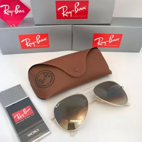 óculos de sol ray-ban aviador marrom gold lentes de cristal
