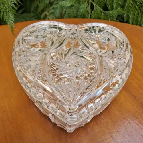 Porta-Joias / Bomboniere de Cristal Theco em Formato de Coração - Impecável!