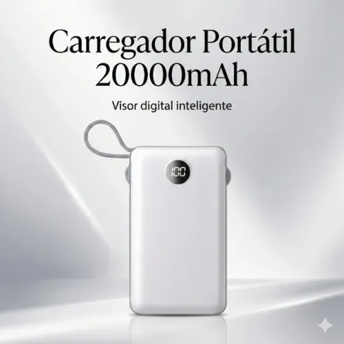 Power Bank Carregador Portátil 20000mAh USB Tipo C Android KV-P204 Energia Infinita
