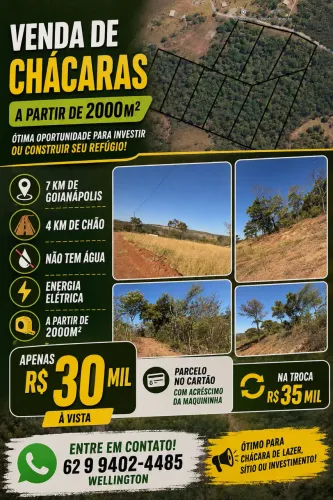 Chácara 2000 mts , R$30 000