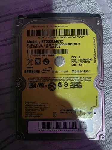Hd 500gb samsung para notebook funcionando perfeitamente