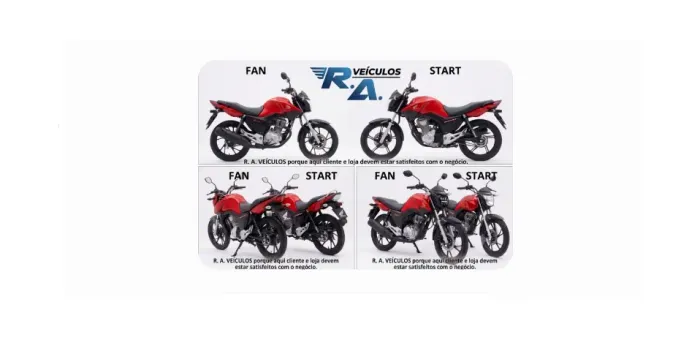 NÃO PERCA TEMPO! SUAS HONDAS FAN E START 0KM TE ESPERAM NA R. A. VEÍCULOS!