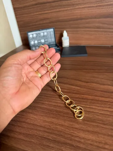 Bracelete ouro 18k elos grandes fosco e polido