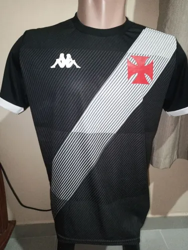 Camisa Vasco Kappa supporter preta com faixa