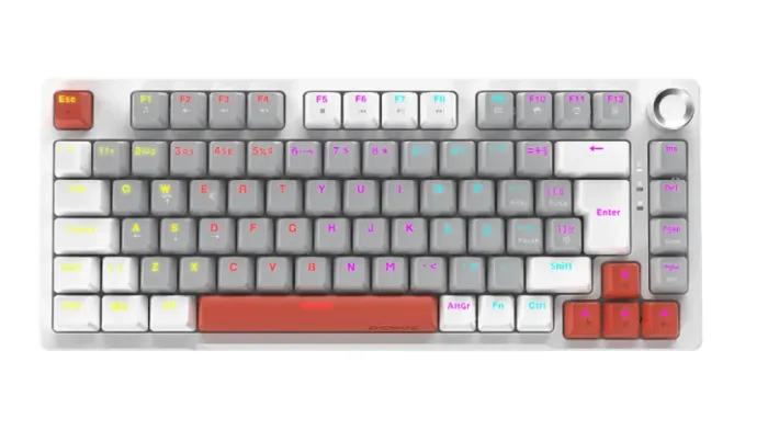 Teclado Mecanico 75% Pcyes Arkeum - White Ghost - Switch Red - Akwg75Rbr