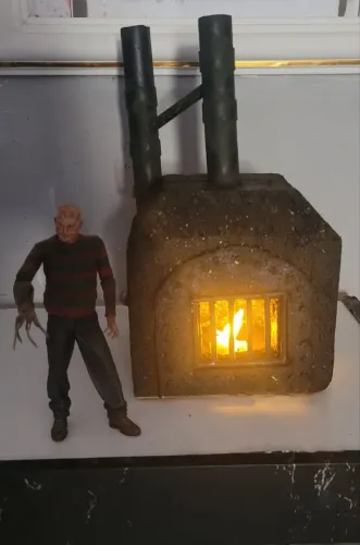 Fornalha freddy krueger diorama cenário filme terror