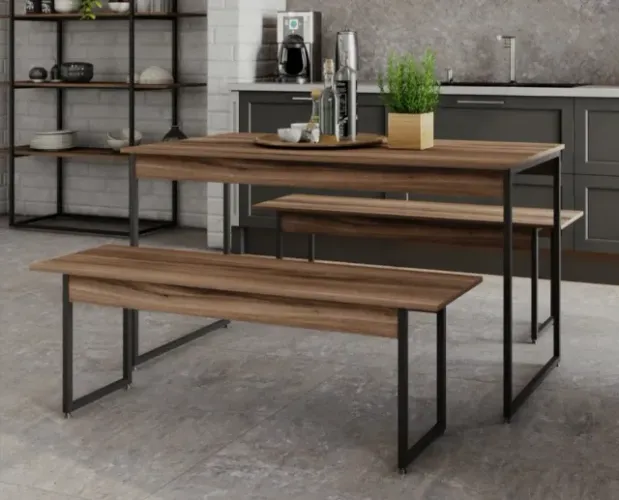 Mesa Estilo Industrial + Bancos | Pronta Para Retirar | Menos de 1 ano de uso