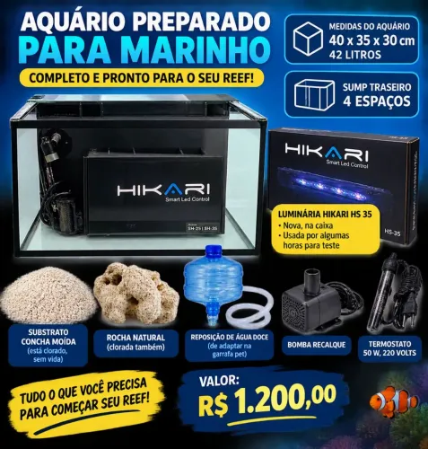 Aquário 42 lts com sump traseiro.